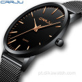 Relógios masculinos da nova marca CRRJU 2117 Relógio de luxo masculino de quartzo pulseira de malha de aço inoxidável relógios ultrafinos de pulso masculino